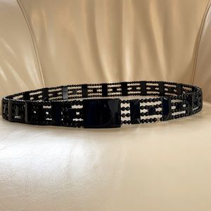 Black stone bead belt, 44.5”, NWOT
